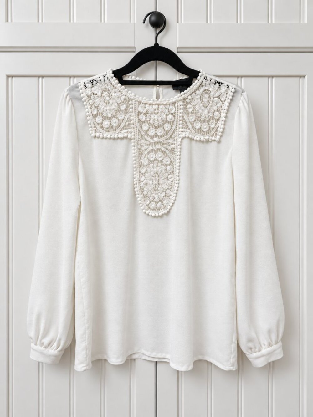 Halogen White Floral Lace Long Sleeve Blouse Size Large Boho